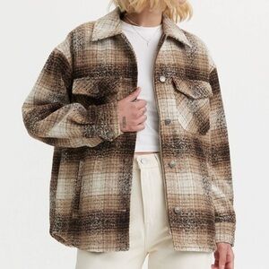Levi’s Plaid Shirt Jacket Shacket Wool Blend Utility Chore Farm Work Cabin XXL